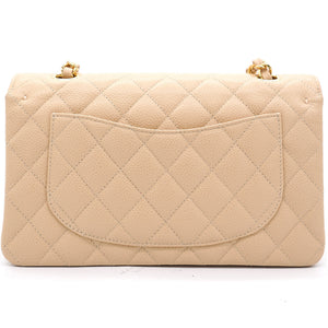 Caviar Quilted Small Double Flap Beige Clair