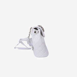 Chanel Urban Spirit Mini Backpack in White Caviar Leather with Silver Hardware