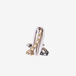 Chanel 19 Card Holder on Chain in White Lambskin Leather with Gold Hardware