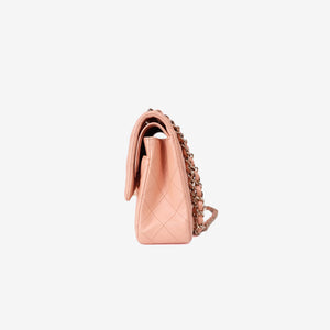 Chanel Classic Double Flap Medium Bag in Peach Lambskin Leather with Gold Hardware