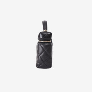 Chanel Top Handle Slim Vanity Case in Black Caviar Leather with Gold Hardware
