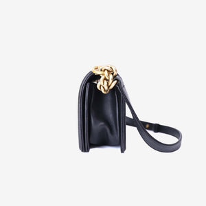 Chanel Boy Bag in Black Lambskin Leather with Gold Hardware