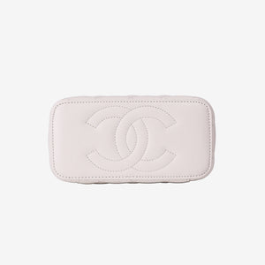 Chanel Vanity Case with Chain Bag in White Caviar Leather with Gold Hardware