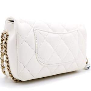 Lambskin Quilted Small My Precious Flap White