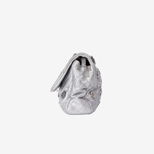 *RARE* Chanel Paris-Dubai Medals Flap Bag in Silver Lambskin Leather with Silver Hardware