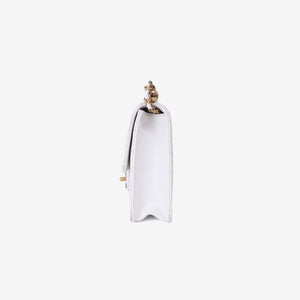 Chanel Classic Flap on Pearl Chain Bag in White Lambskin with Gold Hardware (Contact to Enquire)