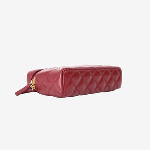 Chanel Vanity Bag with Top Handle in Burgundy Lambskin Leather with Gold Hardware
