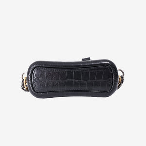 Chanel Small Gabrielle Hobo Bag in Black Crocodile-Embossed Calfskin Leather with Gold Hardware
