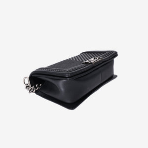 Chanel New Medium Boy Bag in Black Chevron Lambskin Leather with Silver Hardware