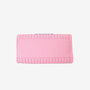 Chanel Large Deauville Tote in Pink and Blue Striped Canvas with Calfskin Leather and Palladium Hardware