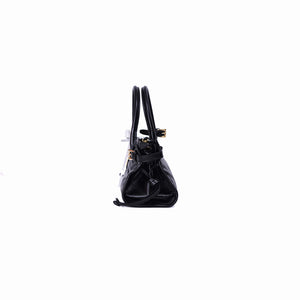 Prada Bonnie Mini Leather Top-Handle Bag in Black Calfskin Leather