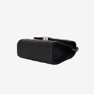 Chanel Double Chain Top Handle Flap in Black Caviar Leather with Gold Hardware