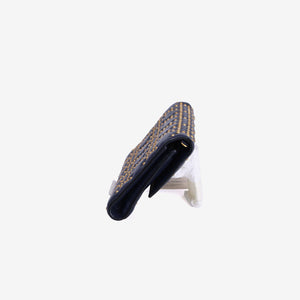 Dior Cannage Stud Wallet on Chain in Navy Lambskin Leather with Gold Hardware