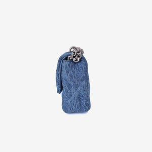 Chanel Heart Crush Mini Flap Bag in Blue Denim Leather with Silver Hardware