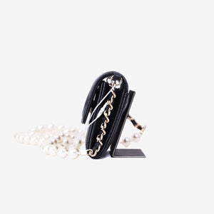 Chanel Wallet on Pearl Chain Card Holder in Black Lambskin Leather with Gold Hardware (Contact to Enquire)