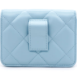 Lambskin Enamel Quilted Flap Belt Bag Blue