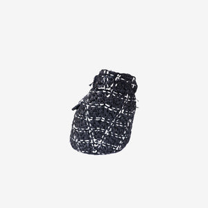 Chanel Raffia Effect Tote in Black/White Tweed Raffia Effect with Gold Hardware