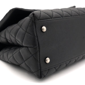 Black Caviar Leather Medium Coco Top Handle Bag