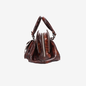 Christian Dior Detective Satchel Medium in Brown Crocodile Leather with Palladium Hardware (Contact to Enquire)