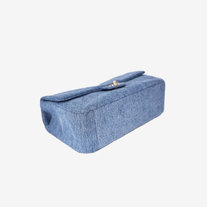 Chanel 26A Matthieu Blazy Maxi Flap Bag in Blue Denim with Gold Hardware