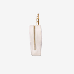 Chanel Vintage Heart-Shaped Vanity Bag in White Patent Leather with Gold Hardware