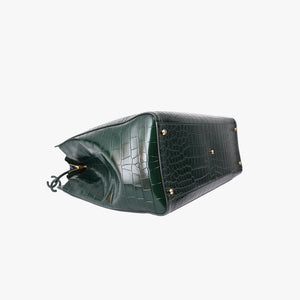 Chanel 26S Matthieu Blazy Crocodile-Embossed Tote Bag in Dark Green Calfskin with Gold Hardware (Contact to Enquire)
