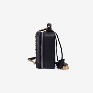 Chanel Filigree Mini Vanity Case in Noir Calfskin Leather with Gold Hardware (Contact to Enquire)