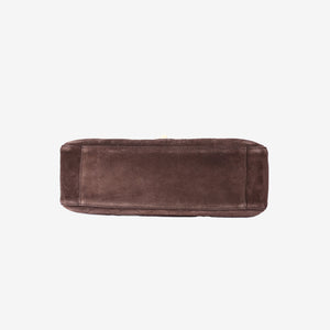 Chanel 26A Matthieu Blazy Maxi Flap Bag in Dark Brown Suede Calfskin Leather with Gold Hardware