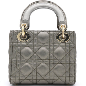 Metallic Cannage Leather Mini Lady Dior Tote