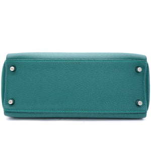 Kelly 28 Au Trot Malachite Turquoise + Black Handle Togo Palladium