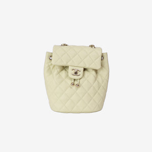Chanel Urban Spirit Mini Backpack in Light Yellow Caviar Leather with Silver Hardware