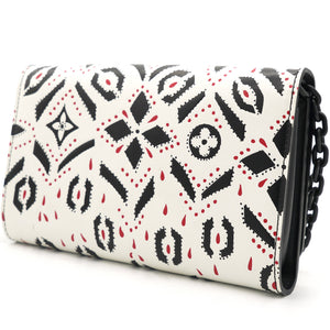 Graphic Print Leather Twist Wallet on Chain