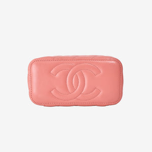 Chanel Quilted Top Handle Vanity Case in Pink Lambskin with Gold Hardware (Contact to Enquire)