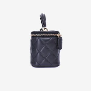 Chanel Vanity Case with Top Handle in Black Lambskin Leather with Gold Hardware (Contact to Enquire)