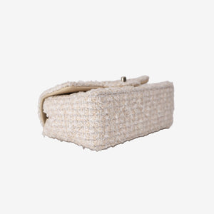 Chanel Tweed Quilted Mini Rectangular Flap in Off-White and Beige Tweed with Gold Hardware (Contact to Enquire)