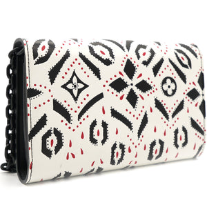 Graphic Print Leather Twist Wallet on Chain