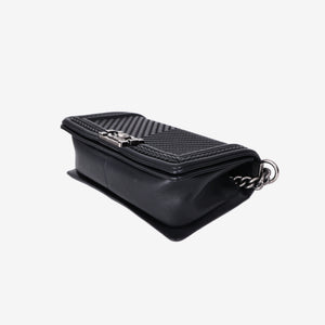 Chanel New Medium Boy Bag in Black Chevron Lambskin Leather with Silver Hardware