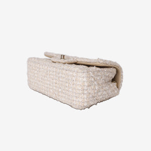 Chanel Tweed Quilted Mini Rectangular Flap in Off-White and Beige Tweed with Gold Hardware (Contact to Enquire)