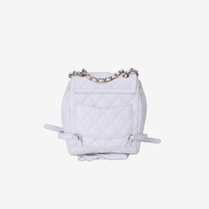 Chanel Urban Spirit Mini Backpack in White Caviar Leather with Silver Hardware