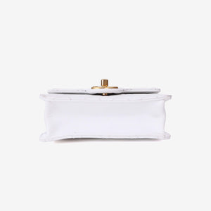 Chanel Classic Flap on Pearl Chain Bag in White Lambskin with Gold Hardware (Contact to Enquire)