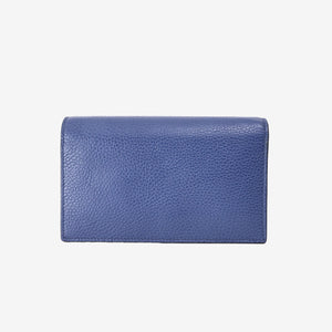 Gucci Interlocking G Wallet on Chain in Blue Calfskin Leather with Gold Hardware