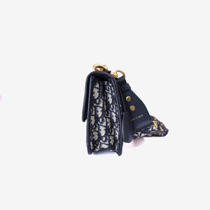 Dior Addict Flap Bag in Navy Blue Oblique Jacquard Canvas with Gold Hardware (Contact to Enquire)