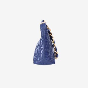 Chanel Wild Stitch Hobo Bag in Blue Shiny Lambskin Leather with Gold Hardware