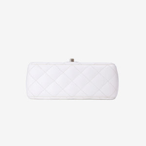 Chanel Crystals Top Handle Flap in White Lambskin Leather with Gold Hardware