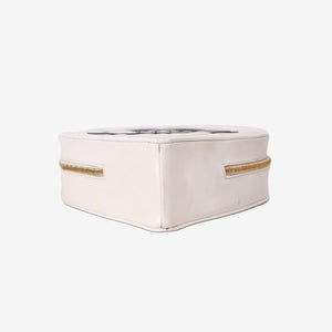 Chanel Vintage Heart-Shaped Vanity Bag in White Patent Leather with Gold Hardware