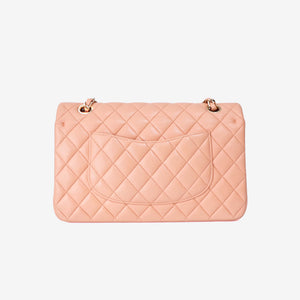 Chanel Classic Double Flap Medium Bag in Peach Lambskin Leather with Gold Hardware