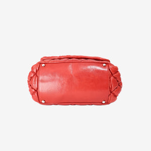Chanel Bubble Accordion Flap Bag in Red Lambskin Leather with Silver Hardware