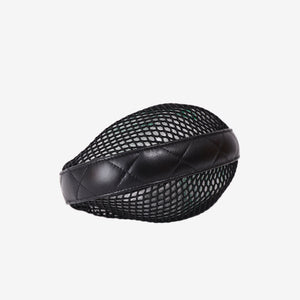 Chanel Mesh Mini Round Hobo Pouch Bag in Black Mesh with Gold Hardware