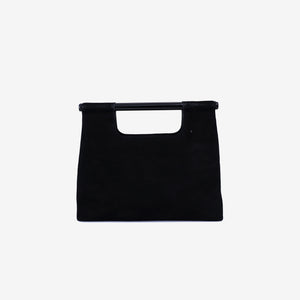 Chanel Vintage Structured Mini Handle Bag in Black Suede Leather