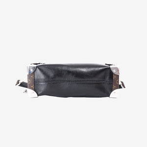 Louis Vuitton Vibe MM Side Trunk Bag in Black Calf Leather with Silver Hardware